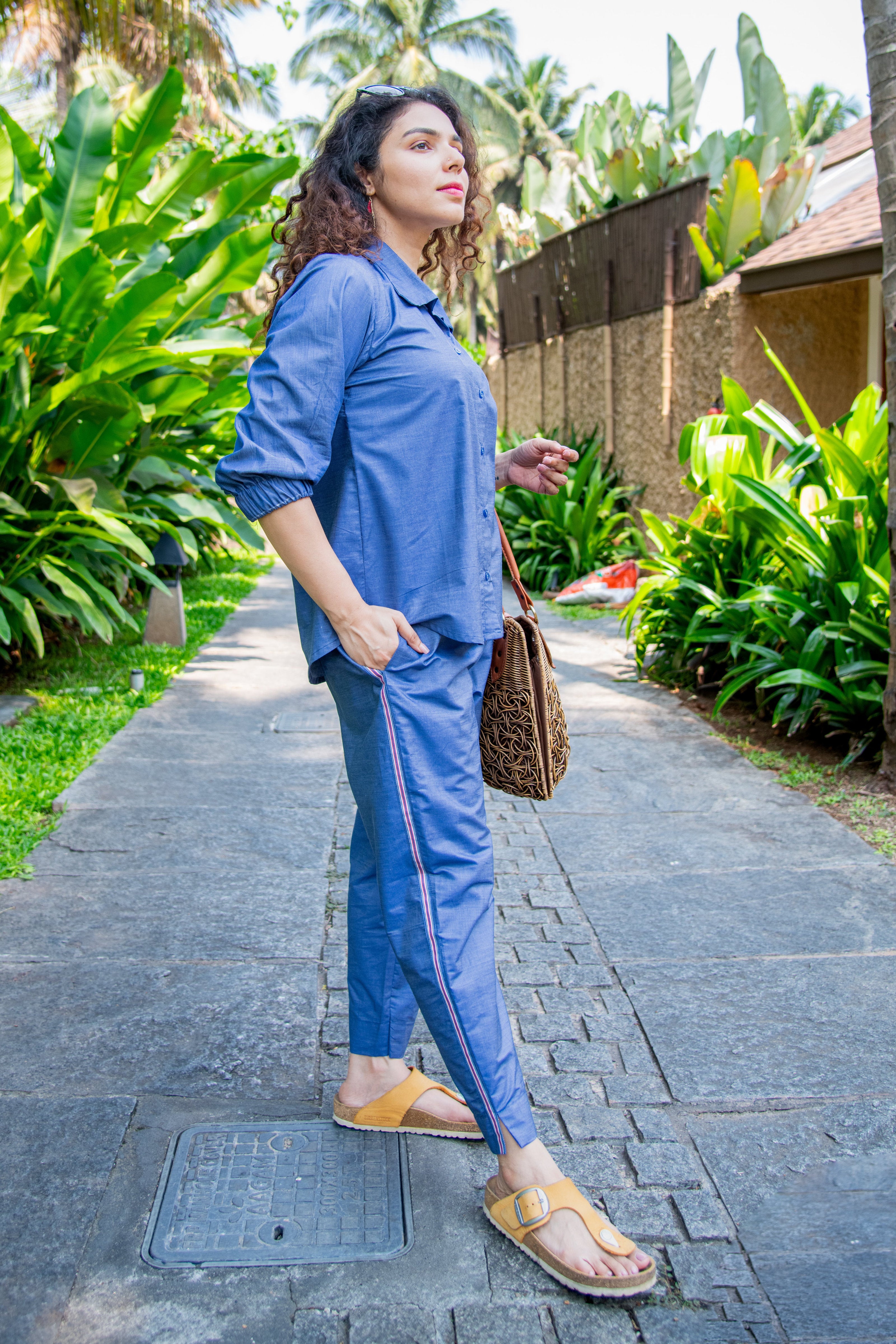 Denim Blue Heart Embroidered Co-Ord