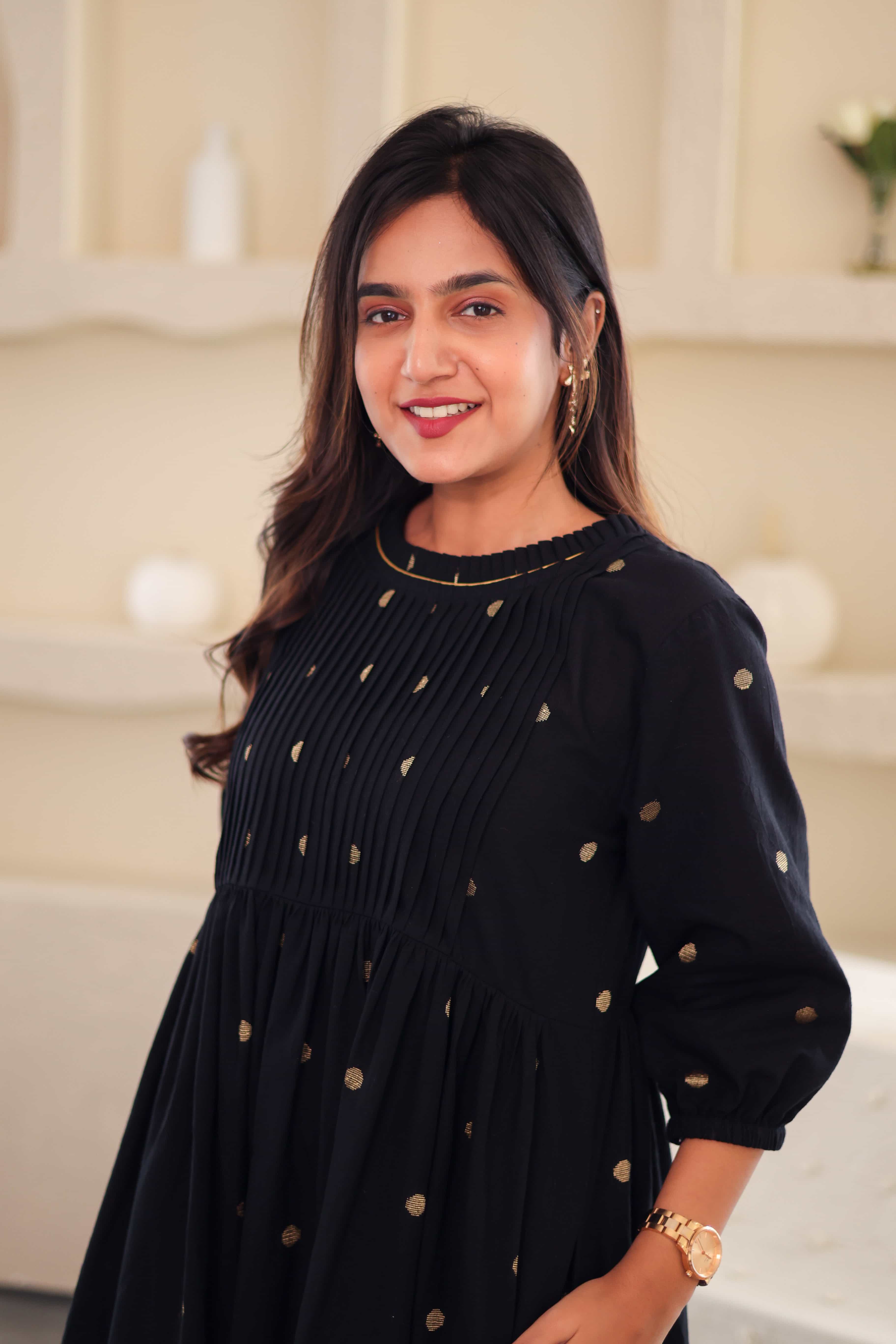 Black Polka Cotton Dress - Label Xari
