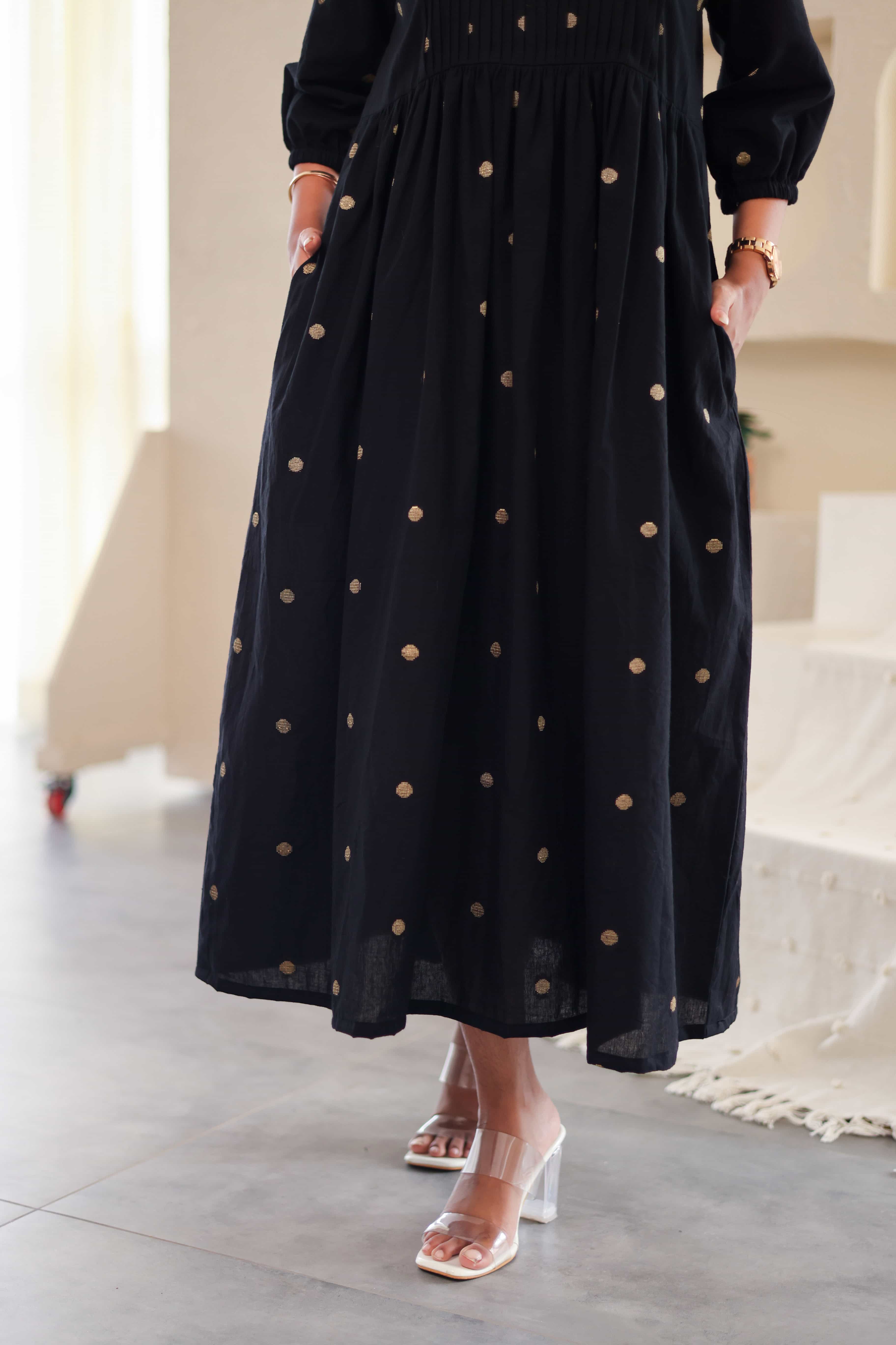 Black Polka Cotton Dress - Label Xari