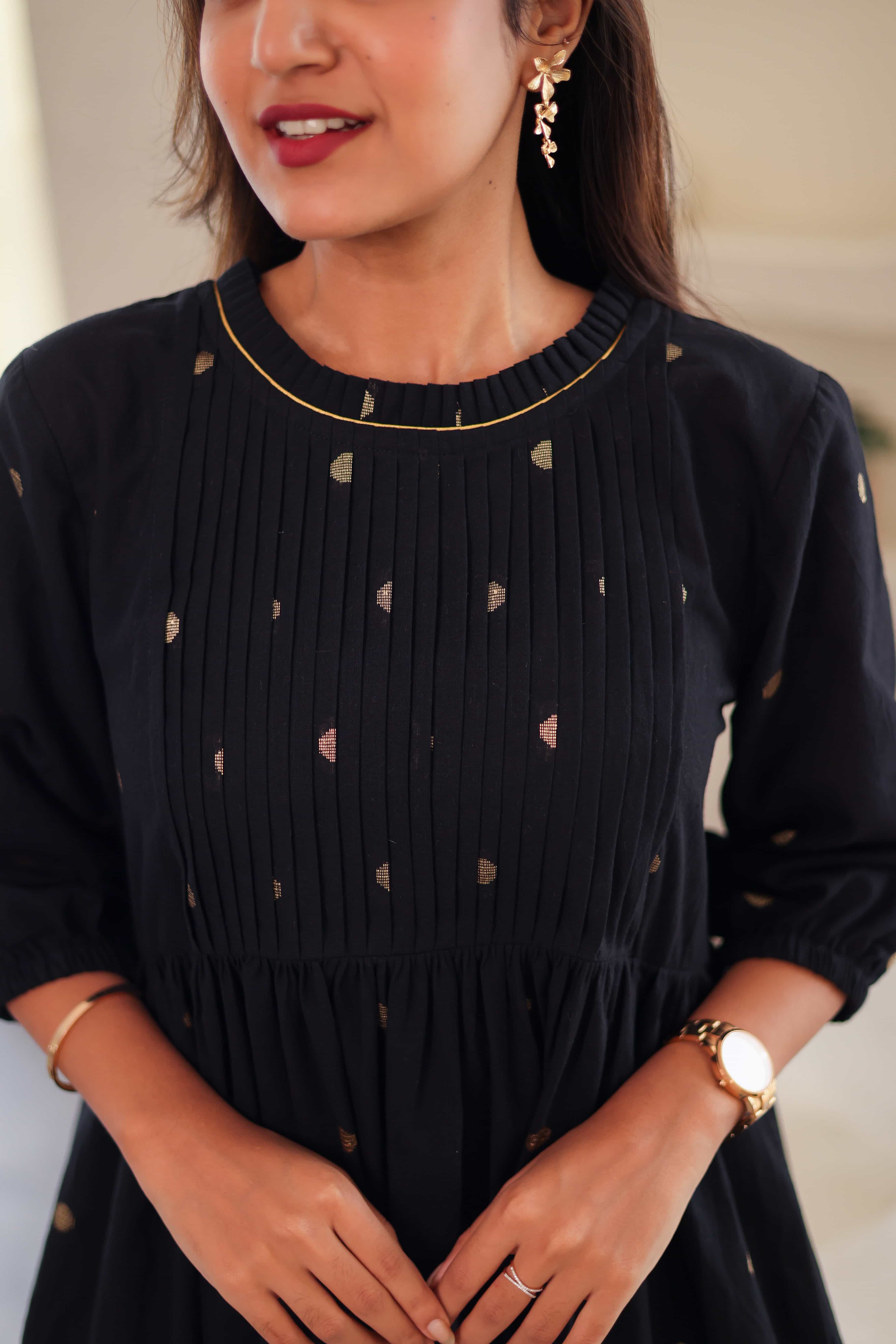 Black Polka Cotton Dress - Label Xari