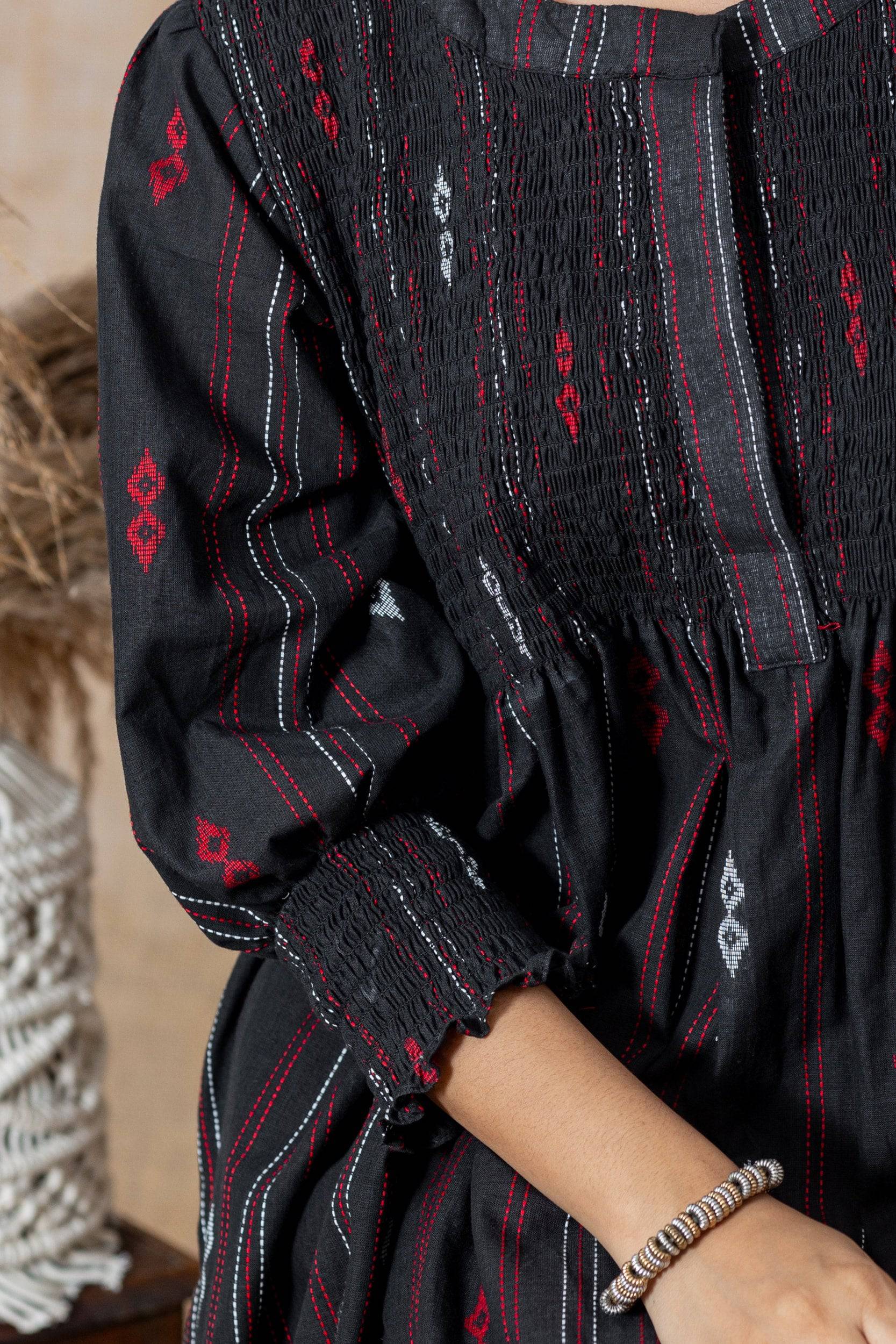 Nightfall Smocked Cotton Dress - Label Xari