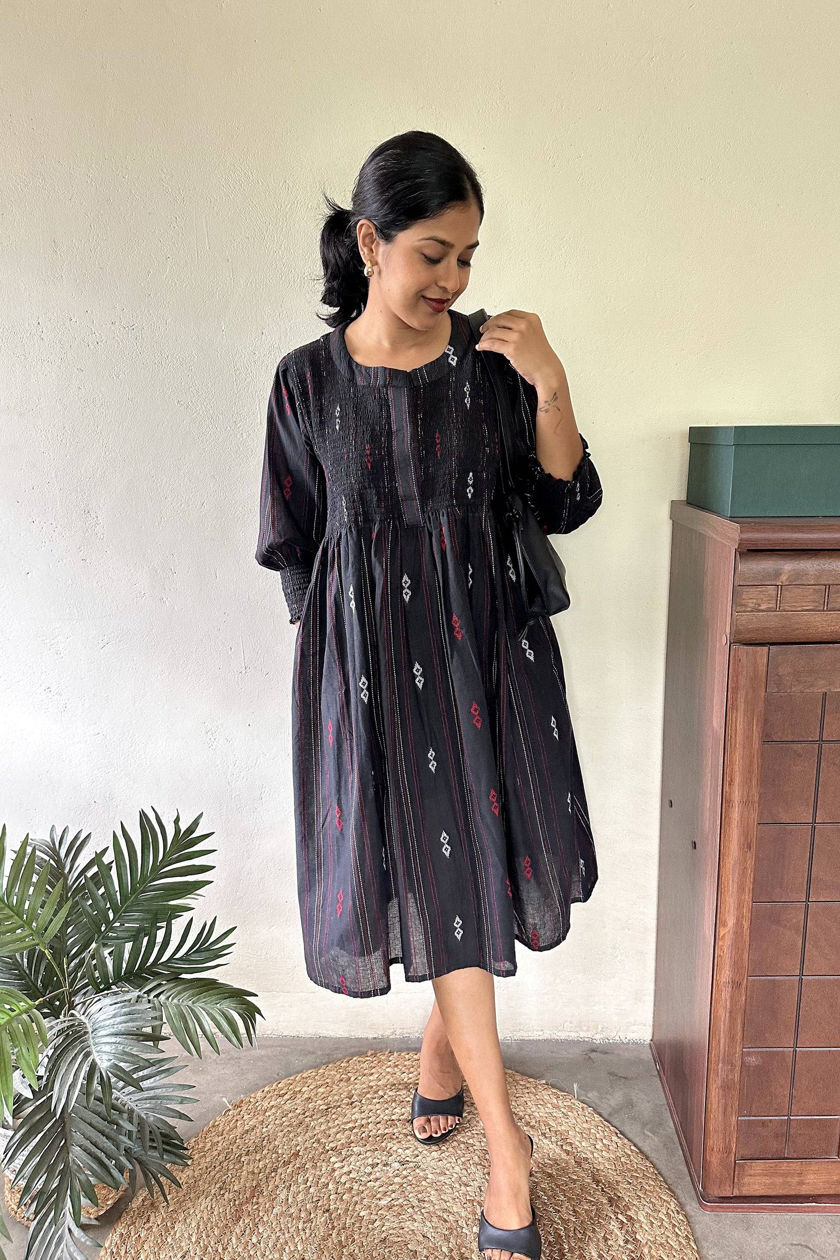 Nightfall Smocked Cotton Dress - Label Xari