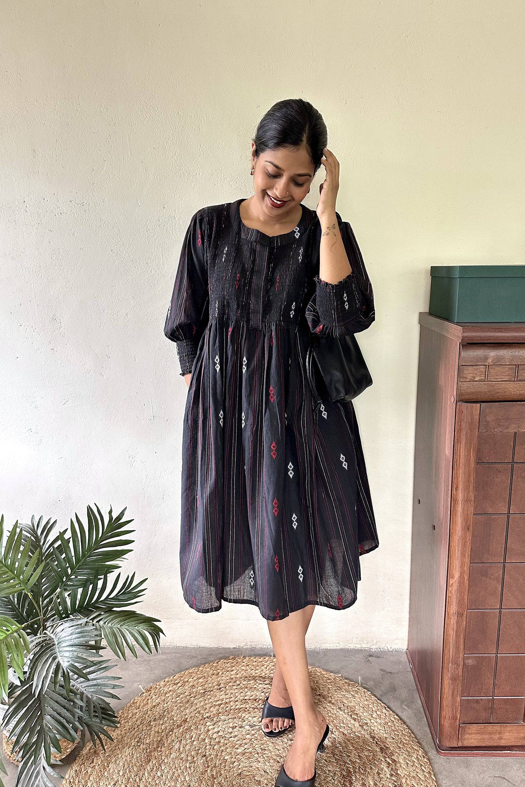 Nightfall Smocked Cotton Dress - Label Xari
