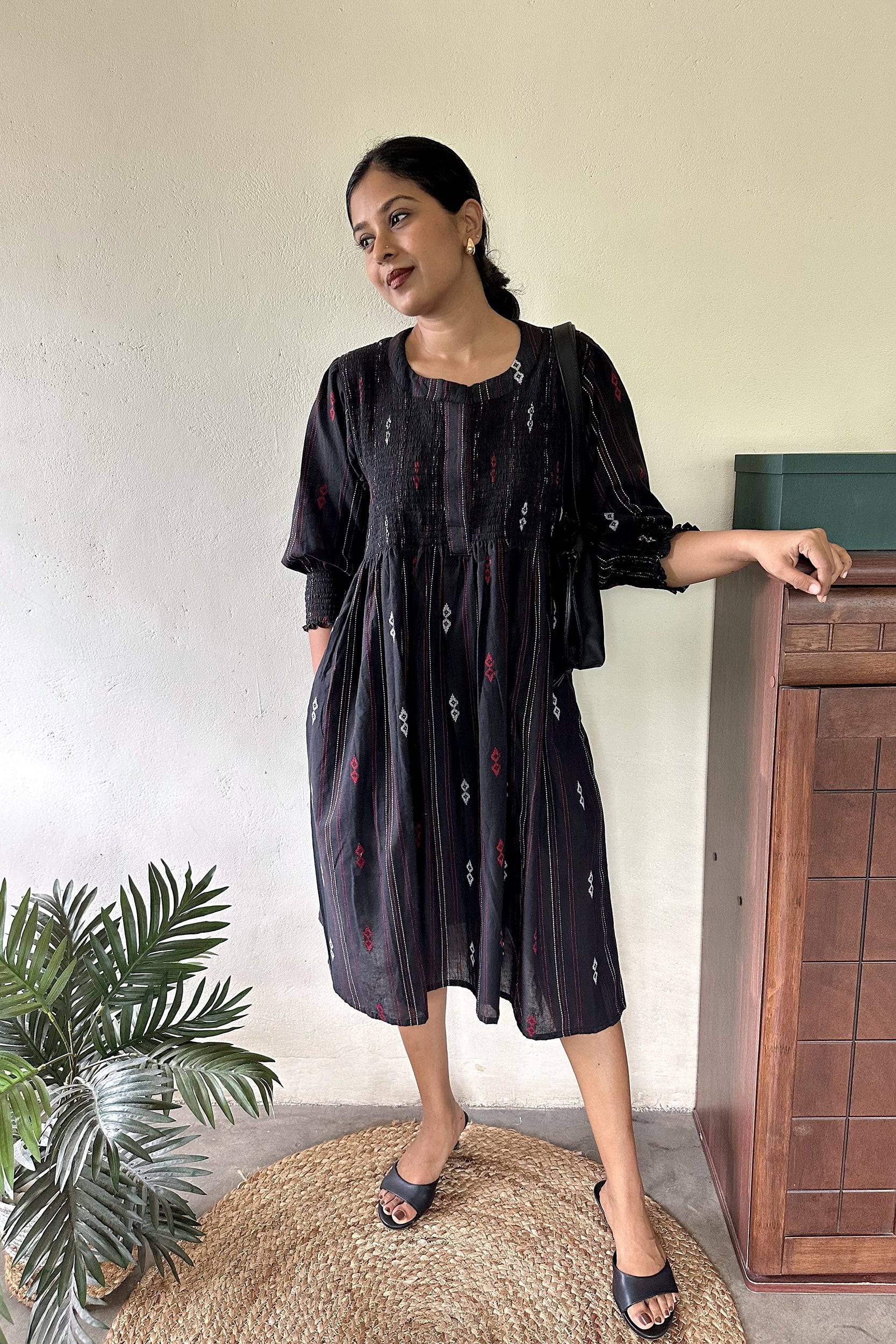 Nightfall Smocked Cotton Dress - Label Xari
