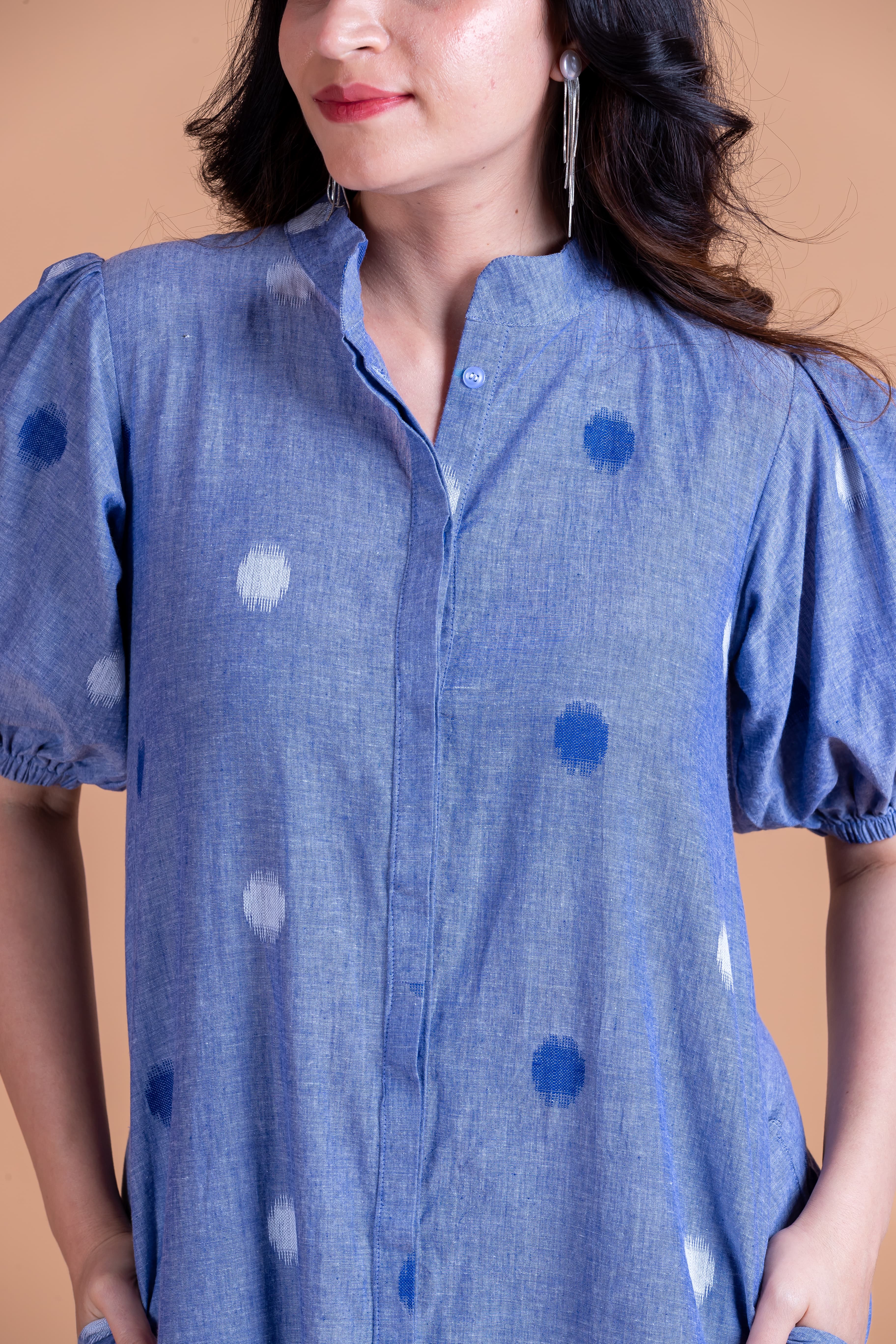 Siara Ikat Denim Dress - Blue - Label Xari