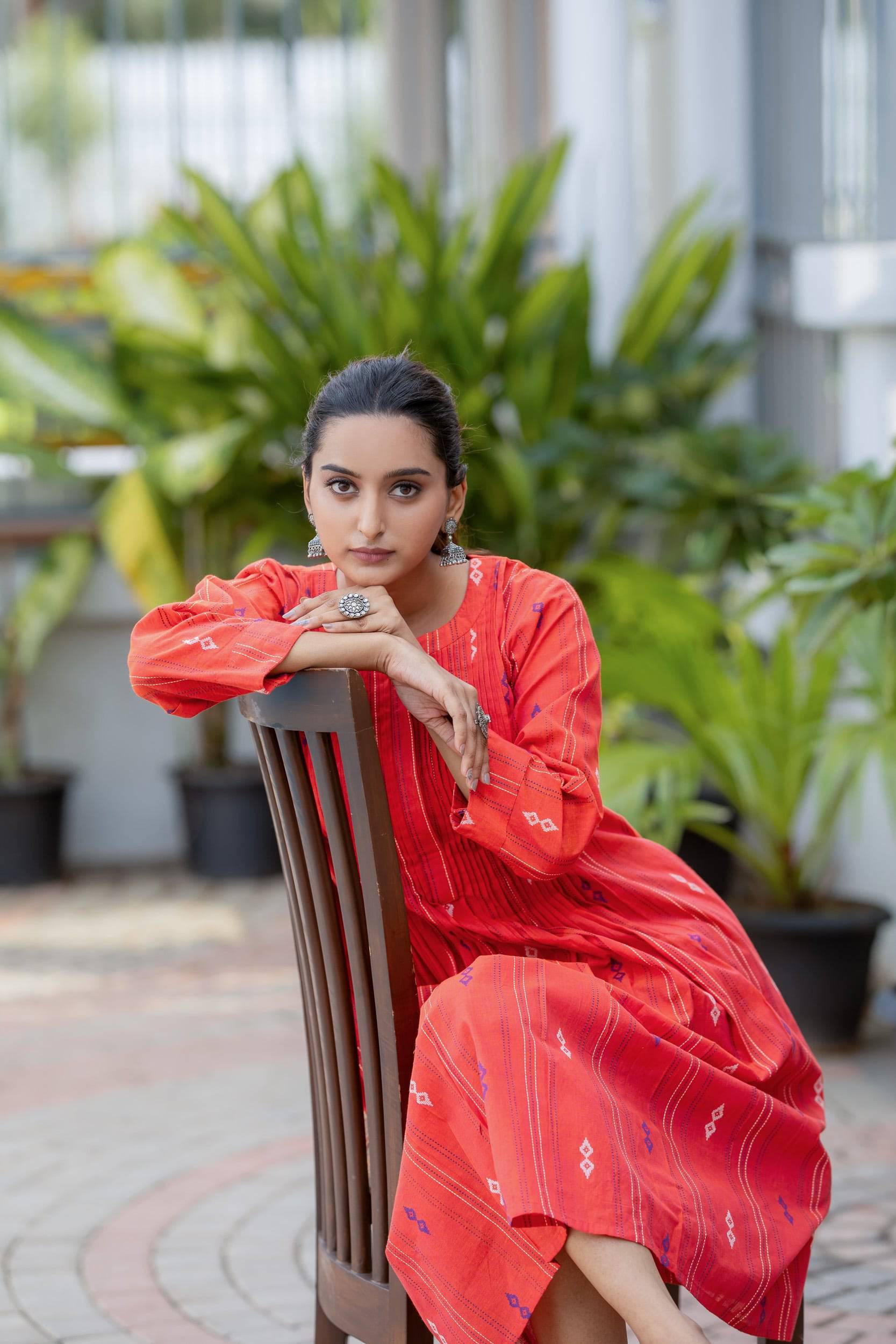 Sunset Orange Handloom Cotton Dress - Label Xari