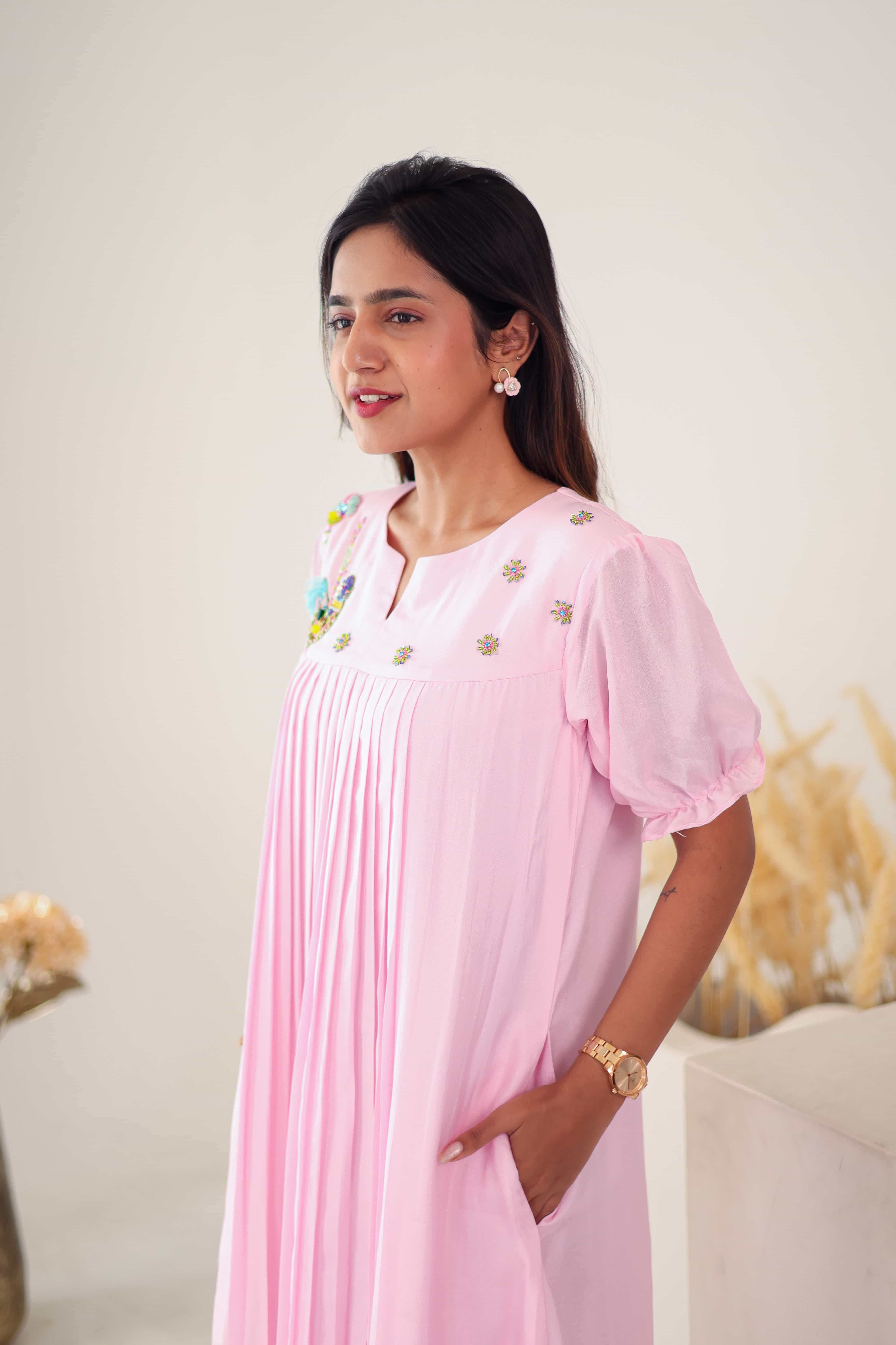 Uppada Silk Dress - Blush - Label Xari