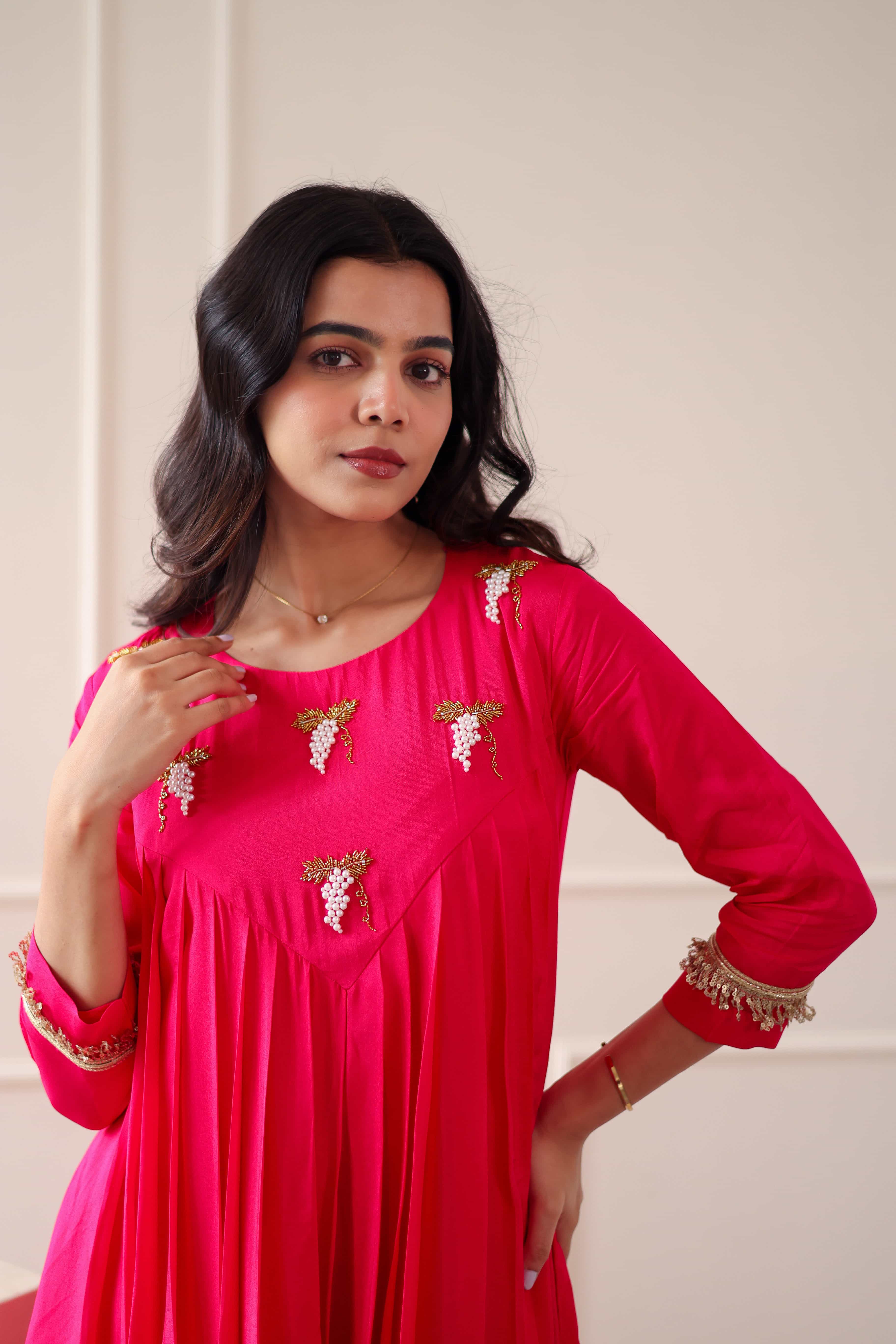 Uppada Silk Dress - Hot pink - Label Xari
