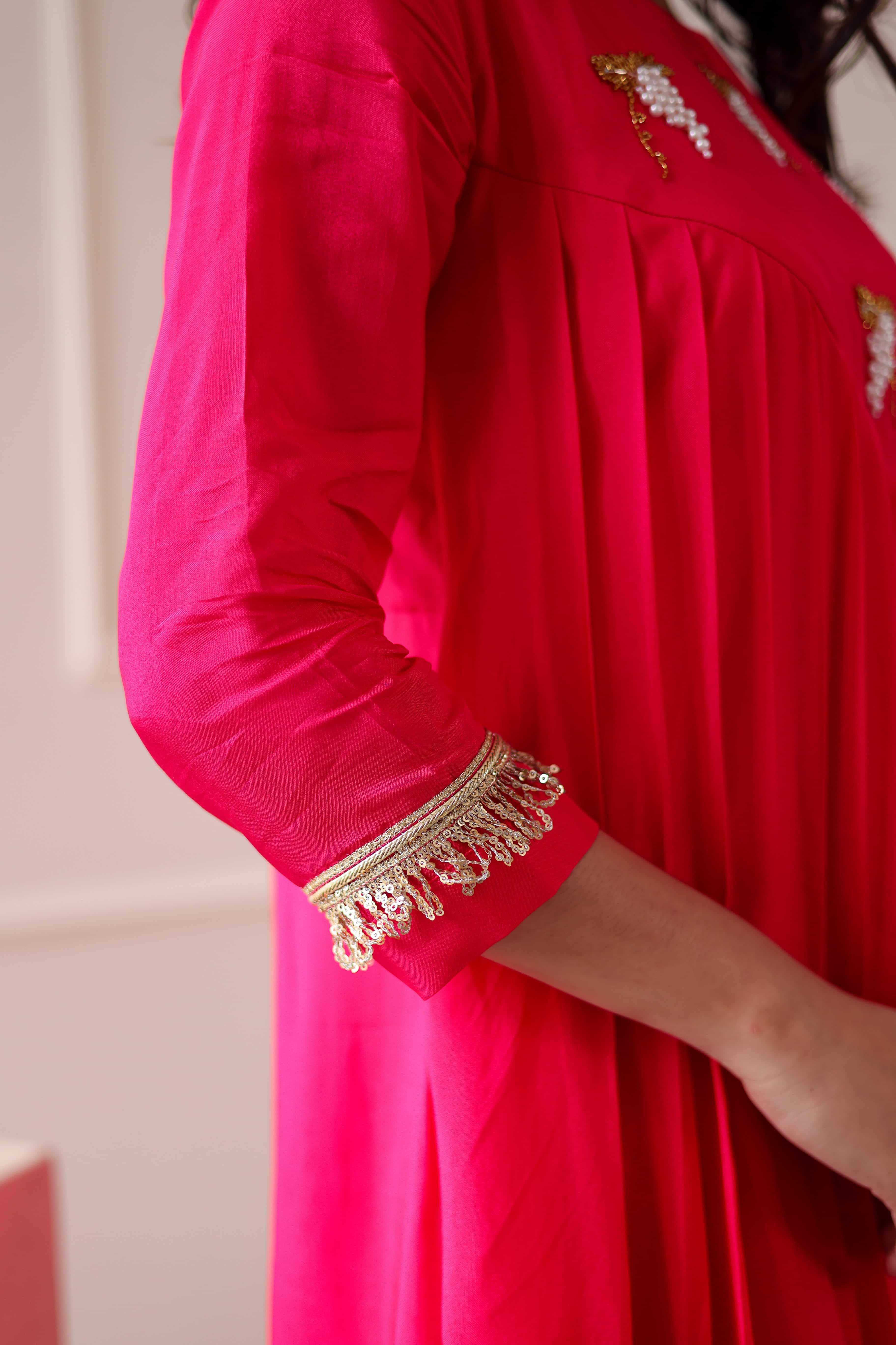 Uppada Silk Dress - Hot pink - Label Xari
