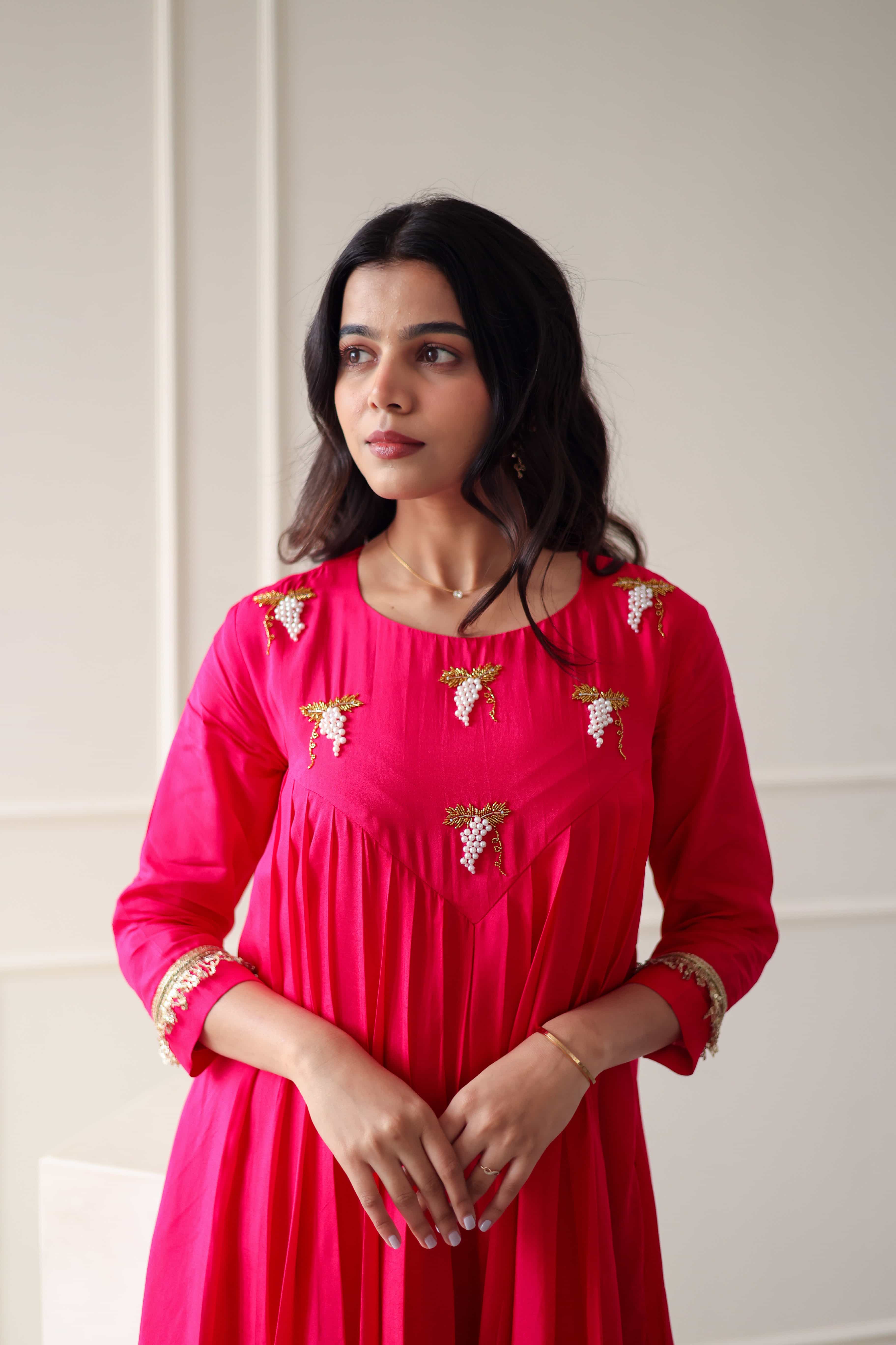 Uppada Silk Dress - Hot pink - Label Xari
