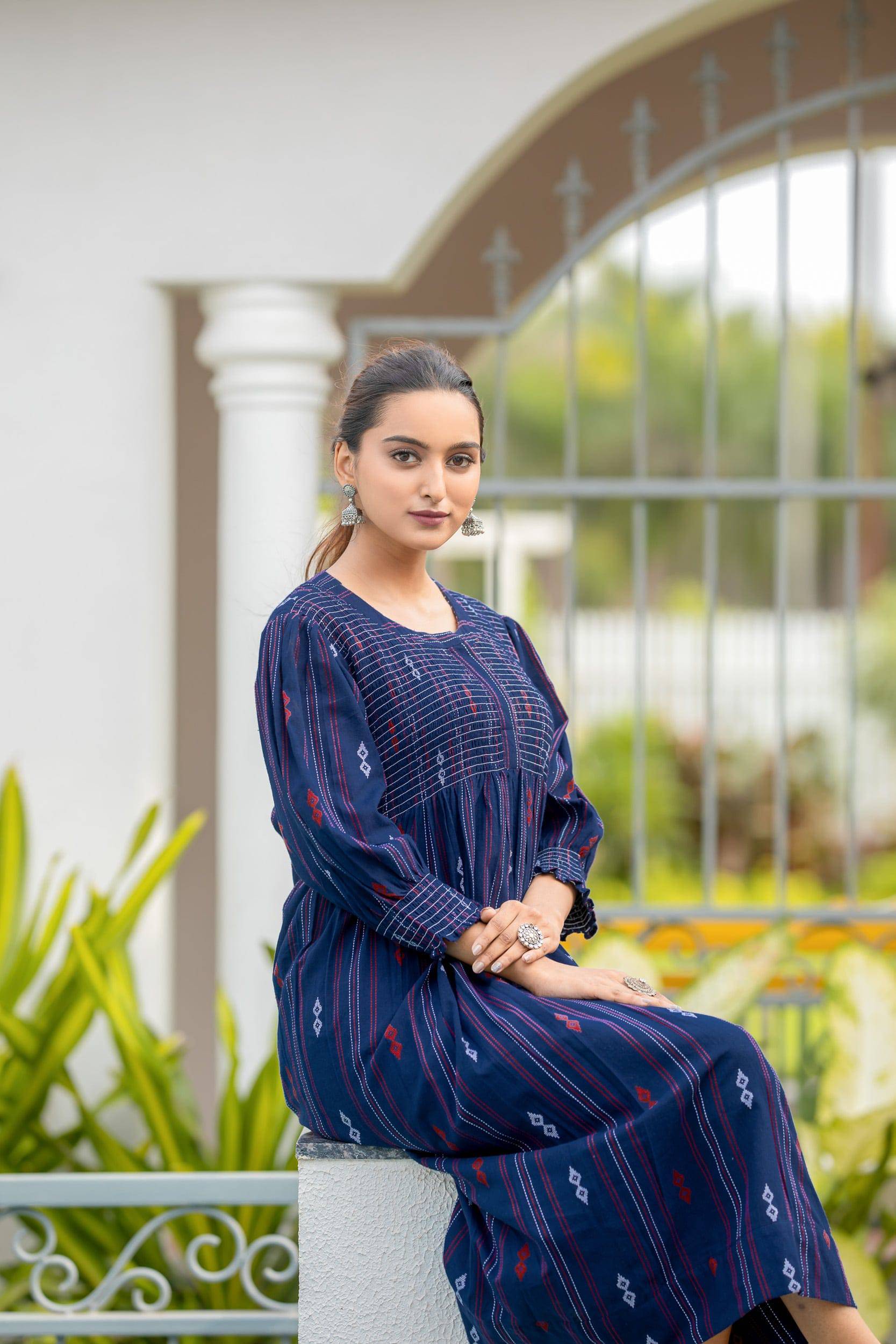 Yara Smocked Handloom Cotton Dress - Label Xari