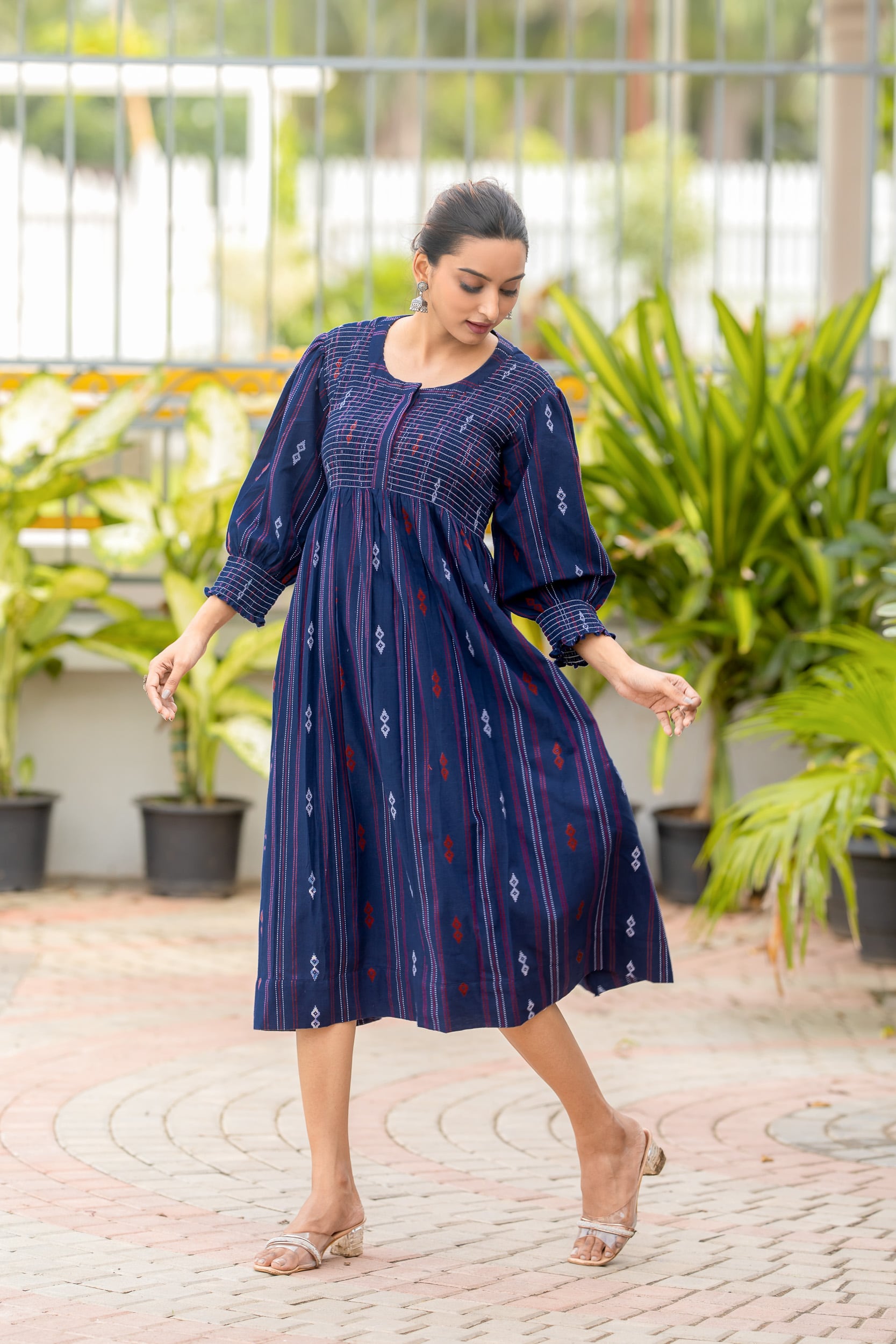 Yara Smocked Handloom Cotton Dress