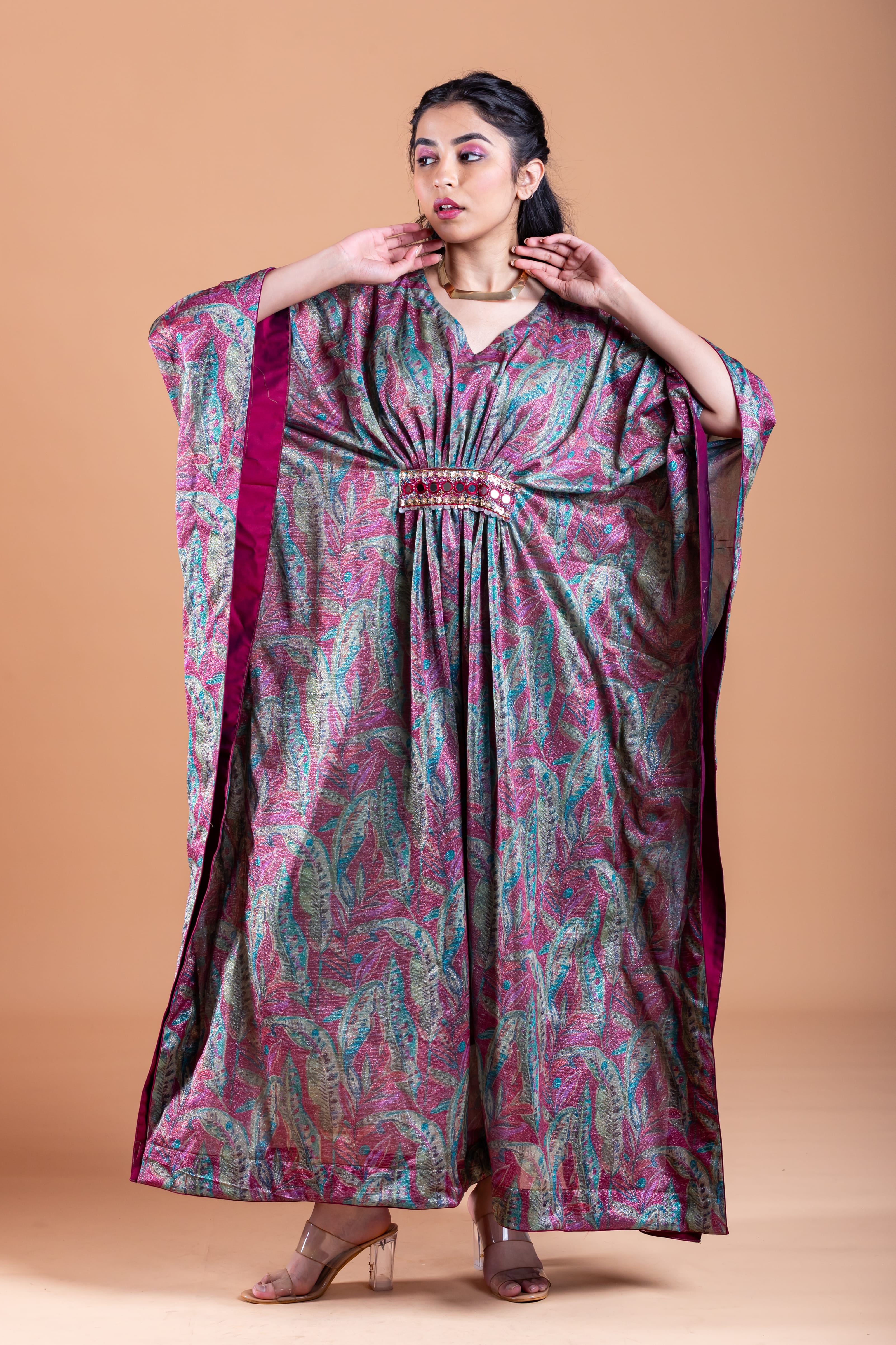 Nora Plum Tissue Silk Kaftan - Label Xari