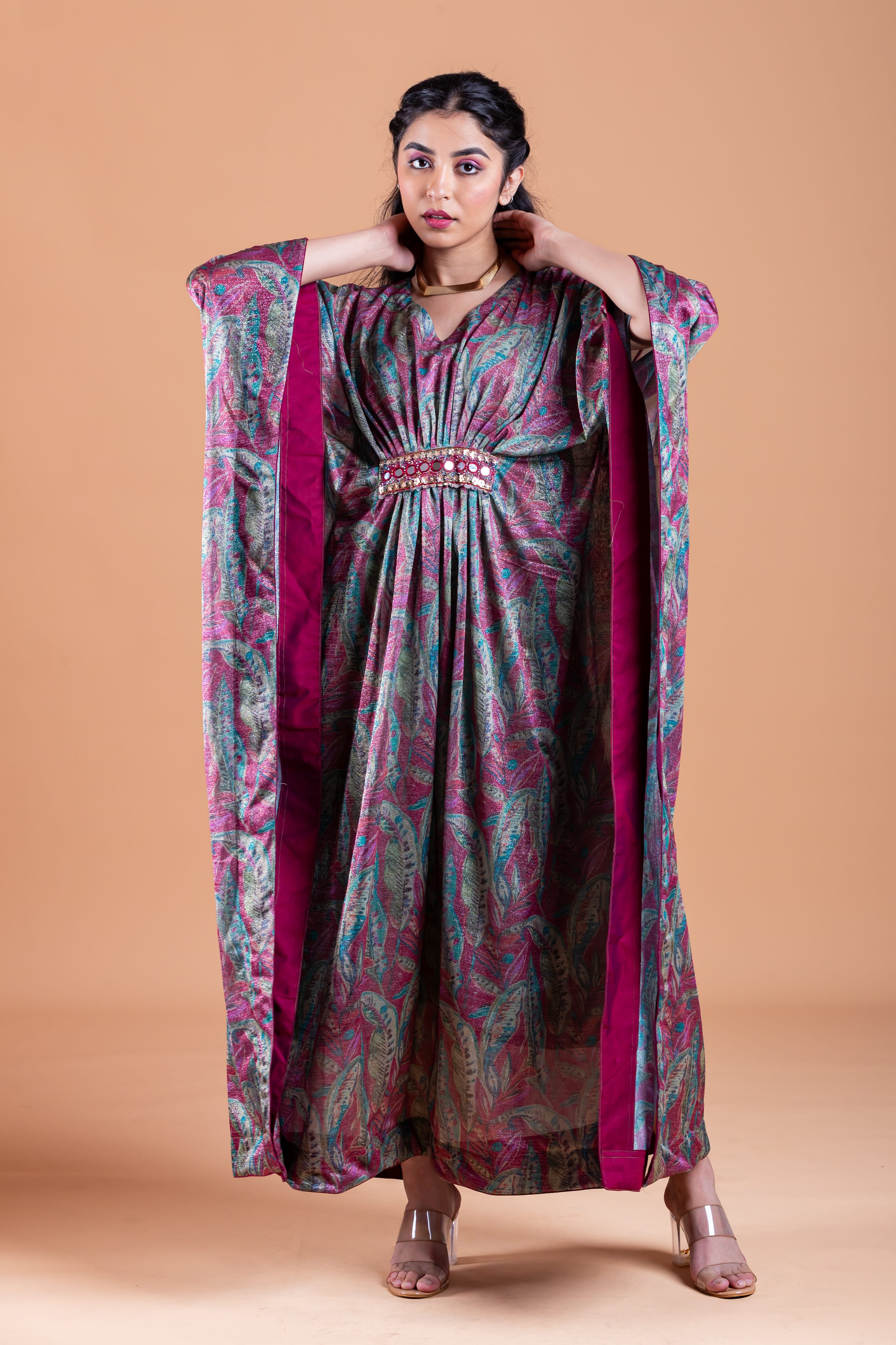 Nora Plum Tissue Silk Kaftan - Label Xari