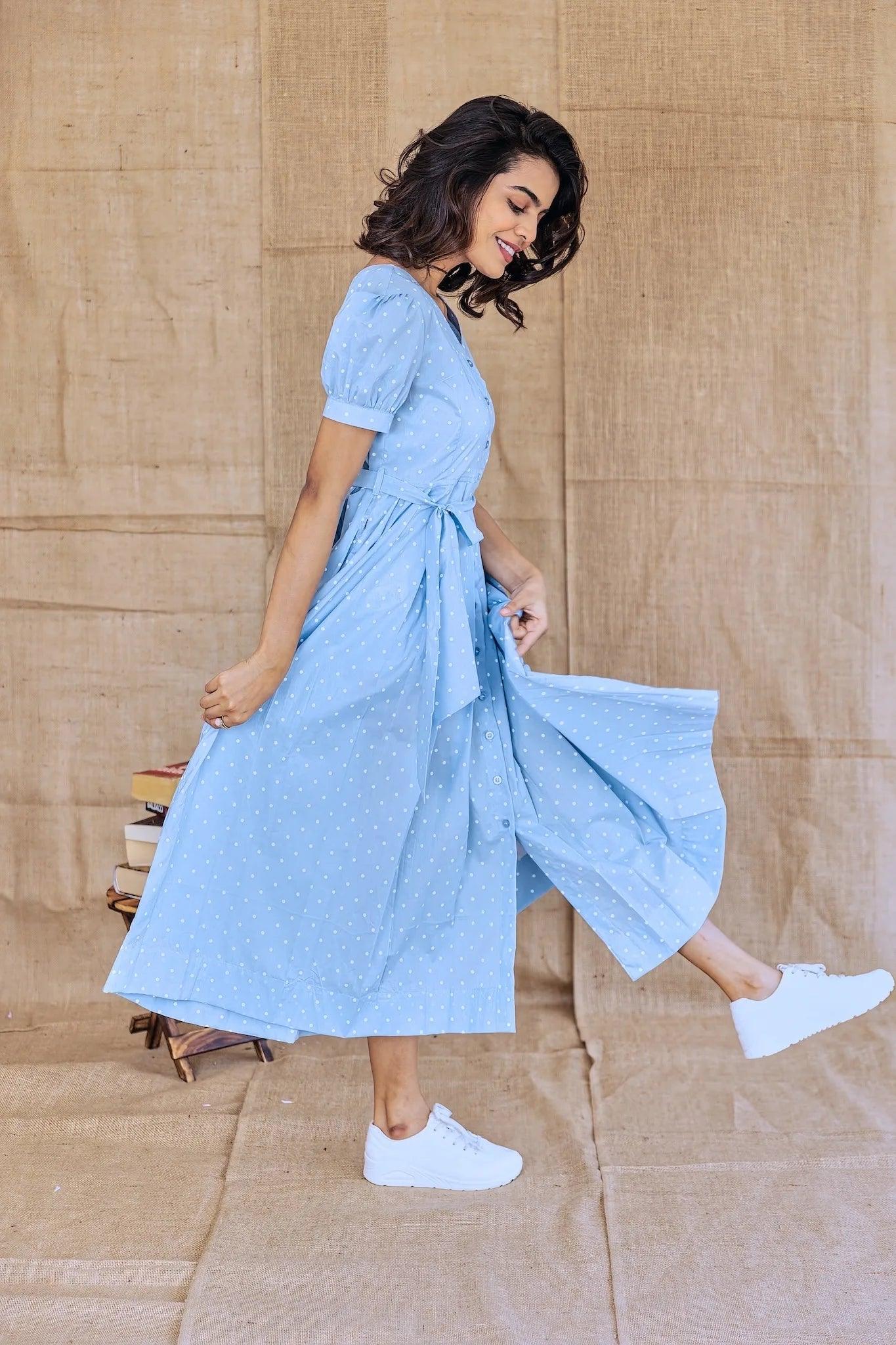 Azure Polka Dress - Label Xari