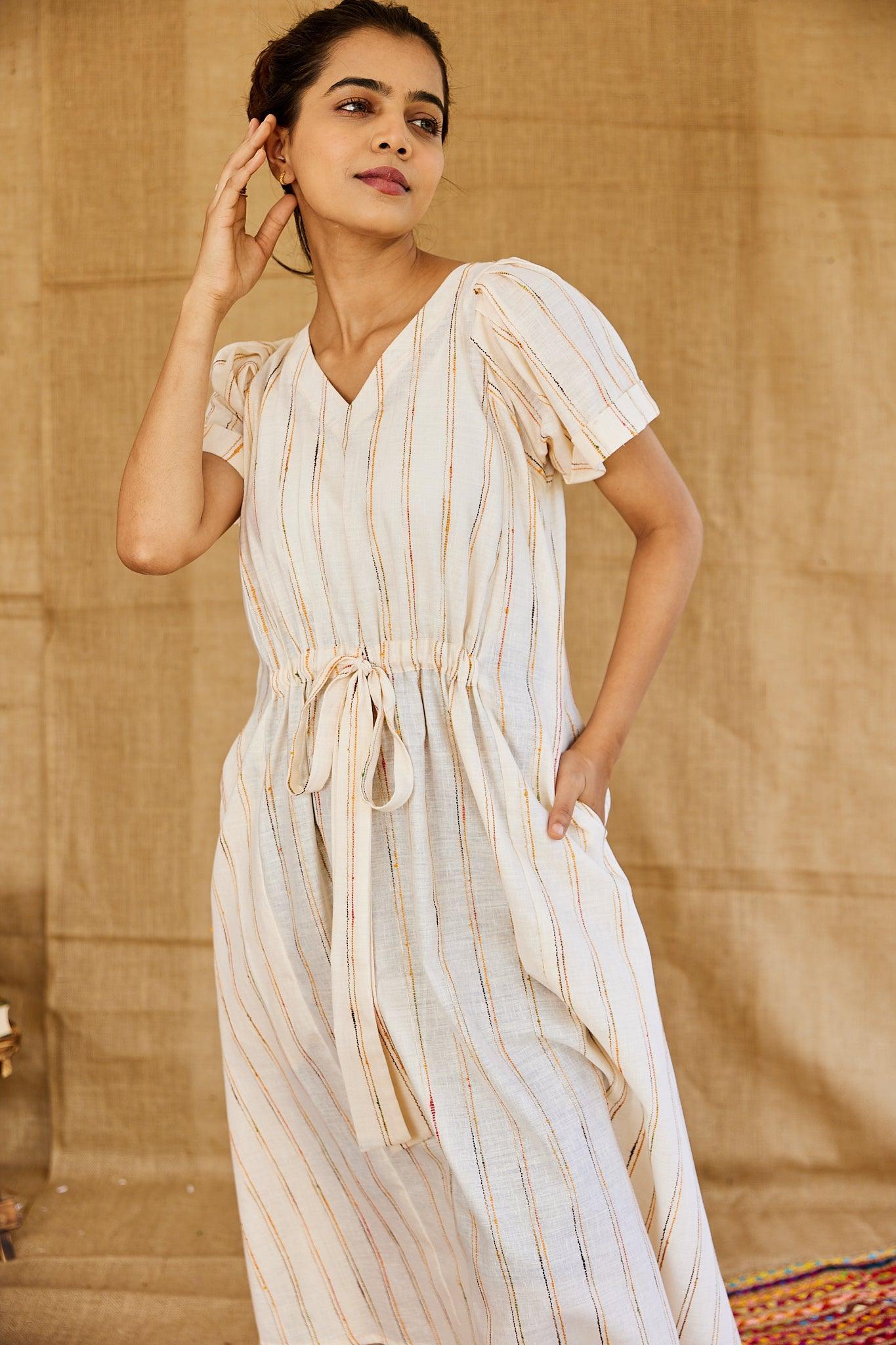 Striped linen kimono dress - Label Xari