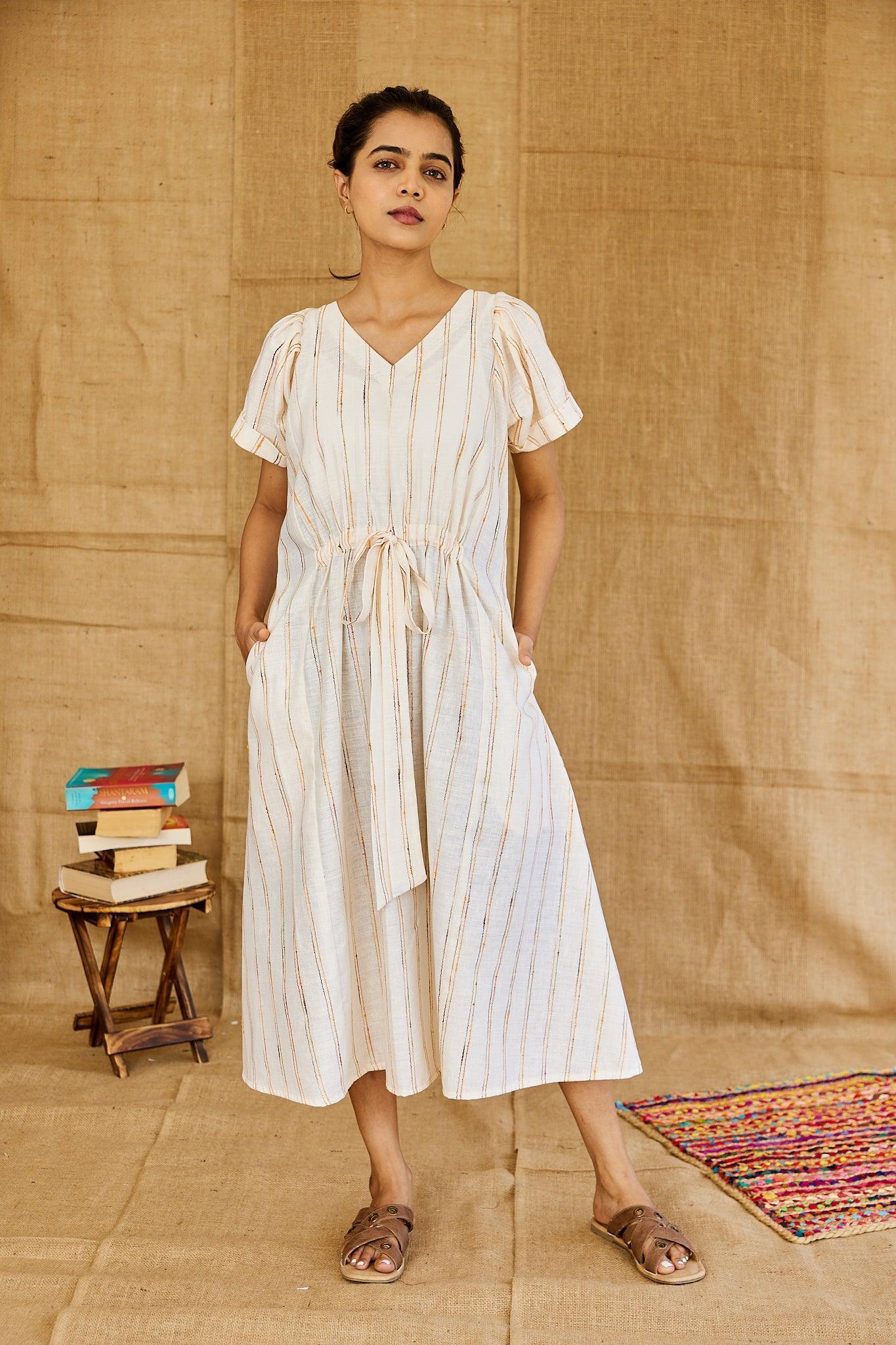 Striped linen kimono dress - Label Xari