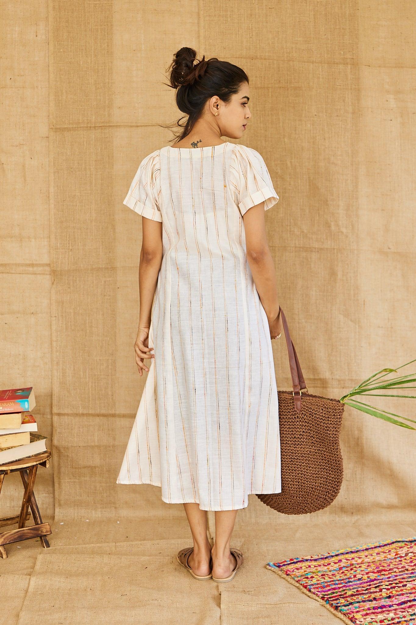 Striped linen kimono dress - Label Xari